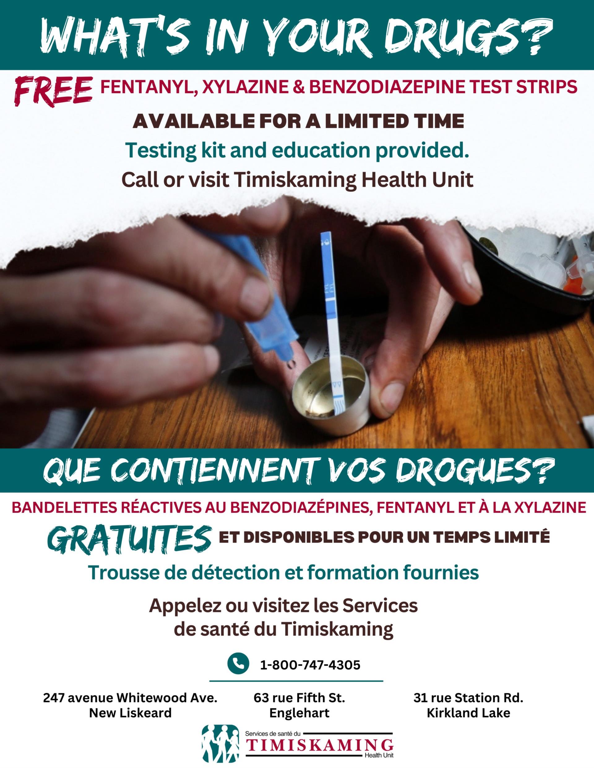 What's in your drugs? Free Fentanyl and Xylazine test strips available at THU